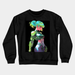 Green cyber woman Crewneck Sweatshirt